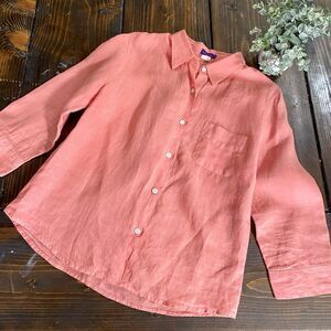 Hartford Linen Button Front Shirt Coral Pink Women’s Size 4